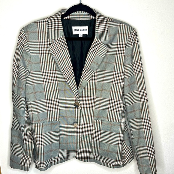 Steve Madden Prince of Wales Plaid Tailored blazer size XL - Picture 1 of 5